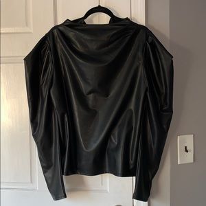 Express Women’s Faux Leather Long Sleeve Blouse